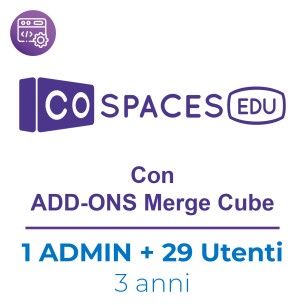 Cospaces Licenza Pro Con Add-Ons Merge Cube  ( Cubo Non Incluso) 1 Admin + 29 Additional Posti/Utenti 3 Anni