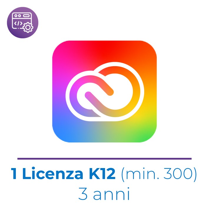 Creative Cloud Enterprise K12 Named ( Docente -Segreteria-Studente) Nuova Attivazione Vip Edu - 1 Utente (Min 300 Lic.) - 3 Anni