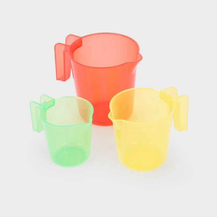 Set da 3 Caraffe Colorate Traslucide con Tacche di Misurazione - in Materiale Acrilico