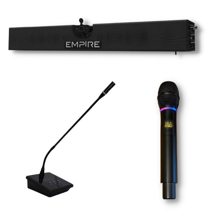 Sistema di Videoconferenza SBC2 160W - Soundbar, Webcam e Microfoni Wireless. Colore Nero