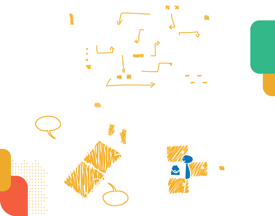 Illustrazione con mobili modulari e studenti che collaborano in un&rsquo;aula educativa