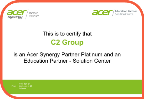 C2 Group Riconosciuto come Acer Synergy Platinum Partner ed Education Solution Center